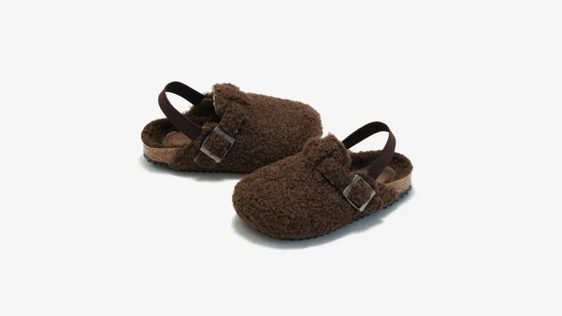 Kids Cork Warmly Slippers Babies Plush Casual Footwear Non-slip Girls Boys Mid-sole Shoes Comfortable Children Cotton Footwear