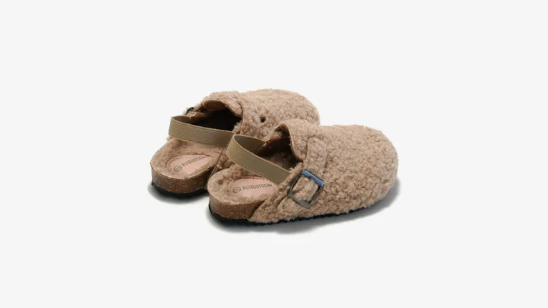 Kids Cork Warmly Slippers Babies Plush Casual Footwear Non-slip Girls Boys Mid-sole Shoes Comfortable Children Cotton Footwear