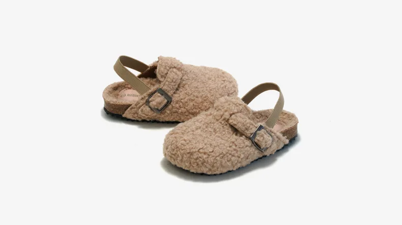 Kids Cork Warmly Slippers Babies Plush Casual Footwear Non-slip Girls Boys Mid-sole Shoes Comfortable Children Cotton Footwear