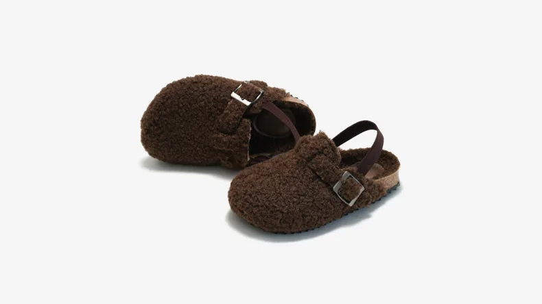Kids Cork Warmly Slippers Babies Plush Casual Footwear Non-slip Girls Boys Mid-sole Shoes Comfortable Children Cotton Footwear