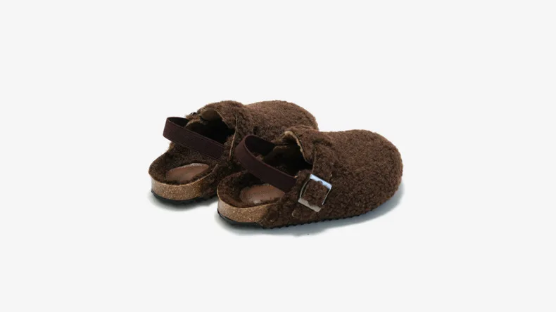 Kids Cork Warmly Slippers Babies Plush Casual Footwear Non-slip Girls Boys Mid-sole Shoes Comfortable Children Cotton Footwear