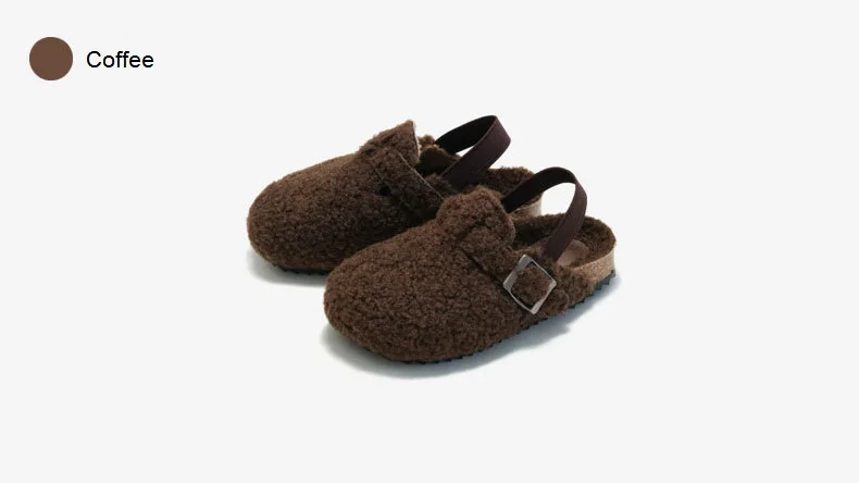 Kids Cork Warmly Slippers Babies Plush Casual Footwear Non-slip Girls Boys Mid-sole Shoes Comfortable Children Cotton Footwear