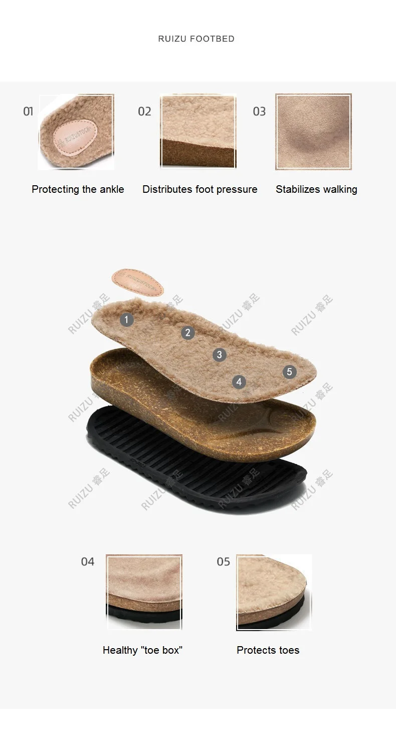Kids Cork Warmly Slippers Babies Plush Casual Footwear Non-slip Girls Boys Mid-sole Shoes Comfortable Children Cotton Footwear