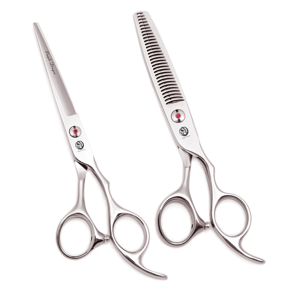 Professional Hair Scissors Japan 440C Purple Dragon 6" Hair Cutting Scissors Barber Thinning Scissors Haircut Set Razor Z2003