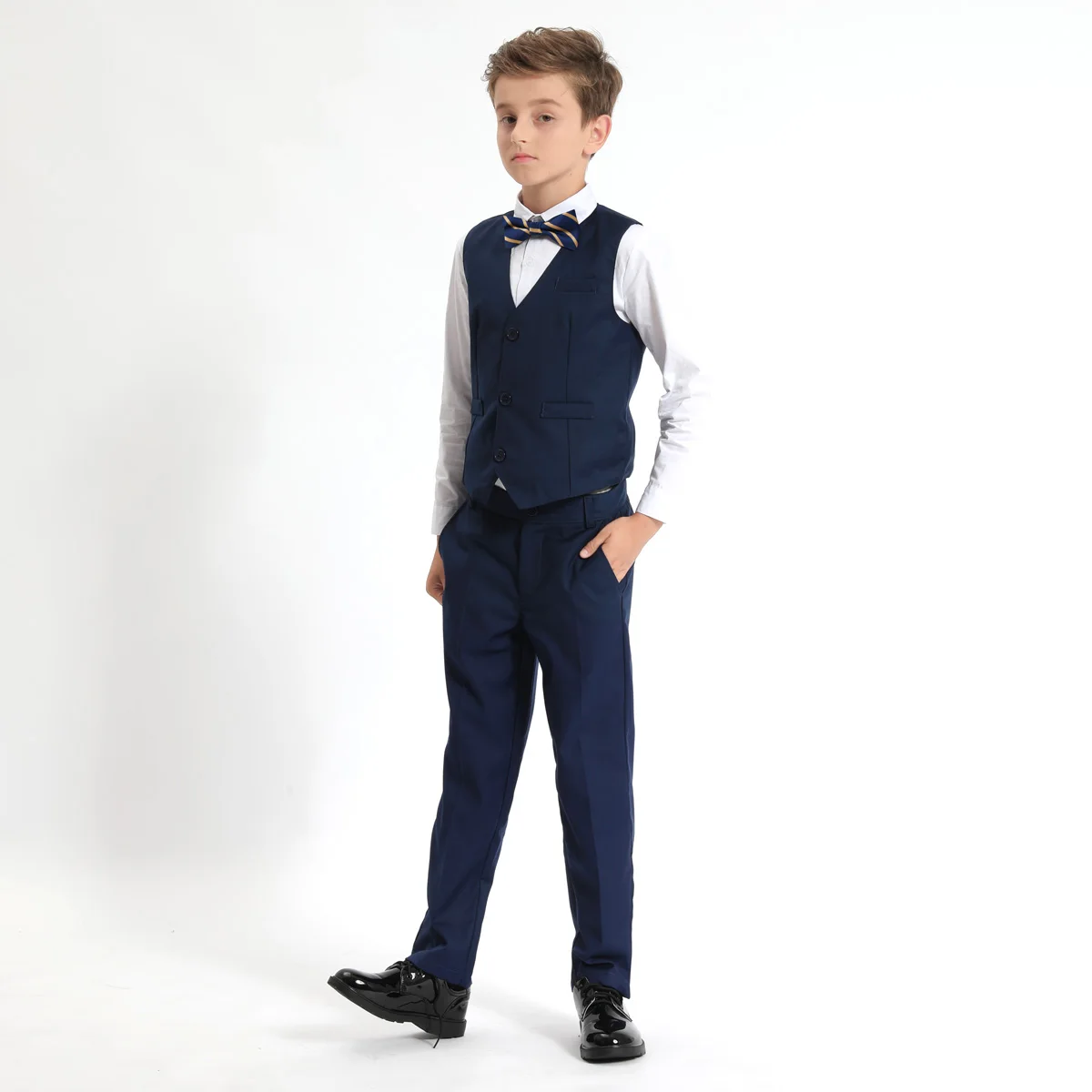 Kids Pants Boys Black School Uniforms Teenagers Formal Adjustable Waist Trousers Children Navy Blue Grey Birthday Gift Clothes