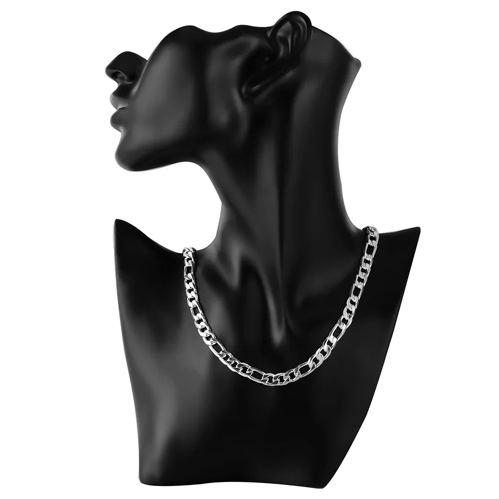925 Sterling Silver Classic 8mm Geometric chain necklace bracelet Jewelry set for woman Men Party wedding fine fashion gifts