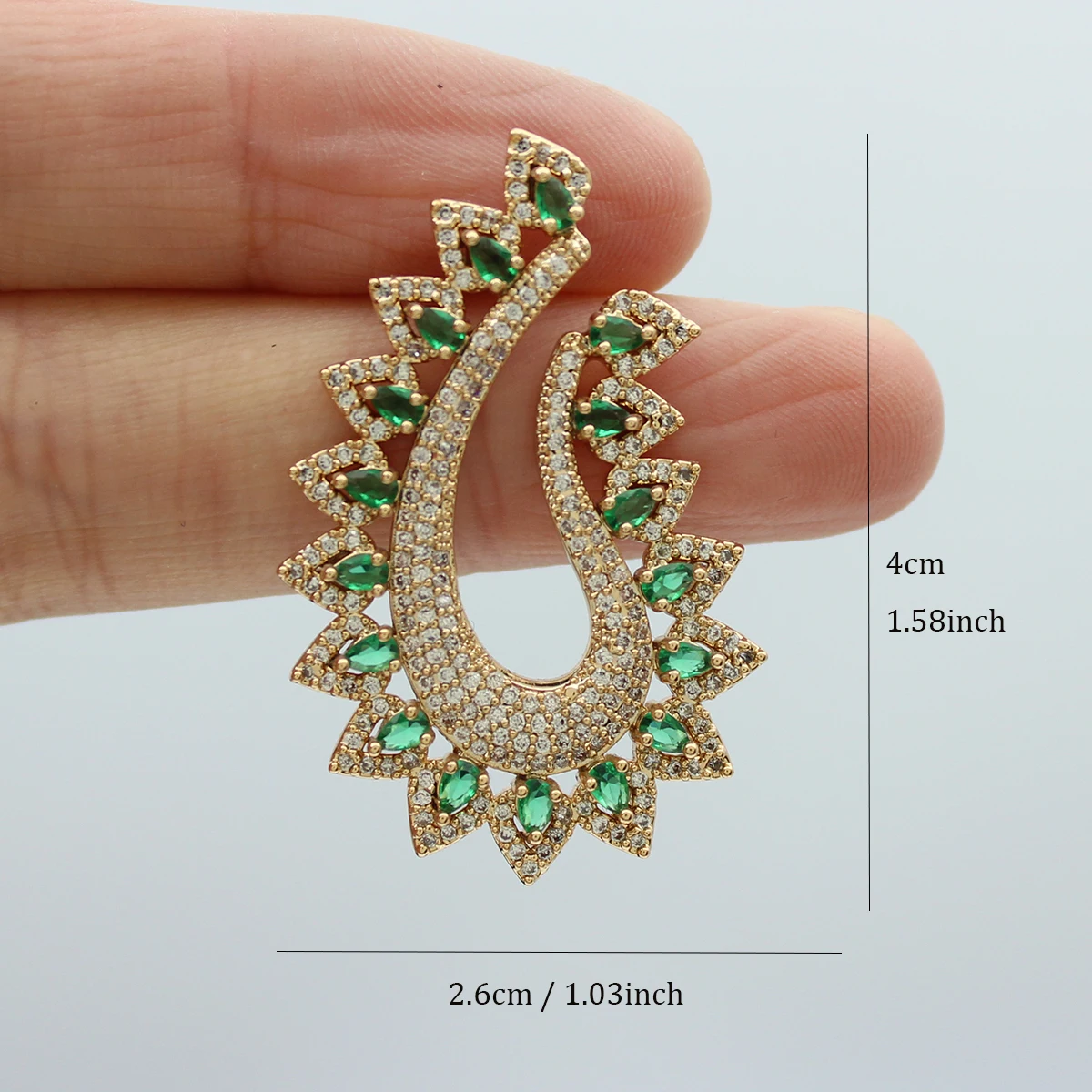Luxury Jewelry Stud Earrings Cubic Zirconia Half Round Fanshaped Radial Stud Earrings Birthday Gift