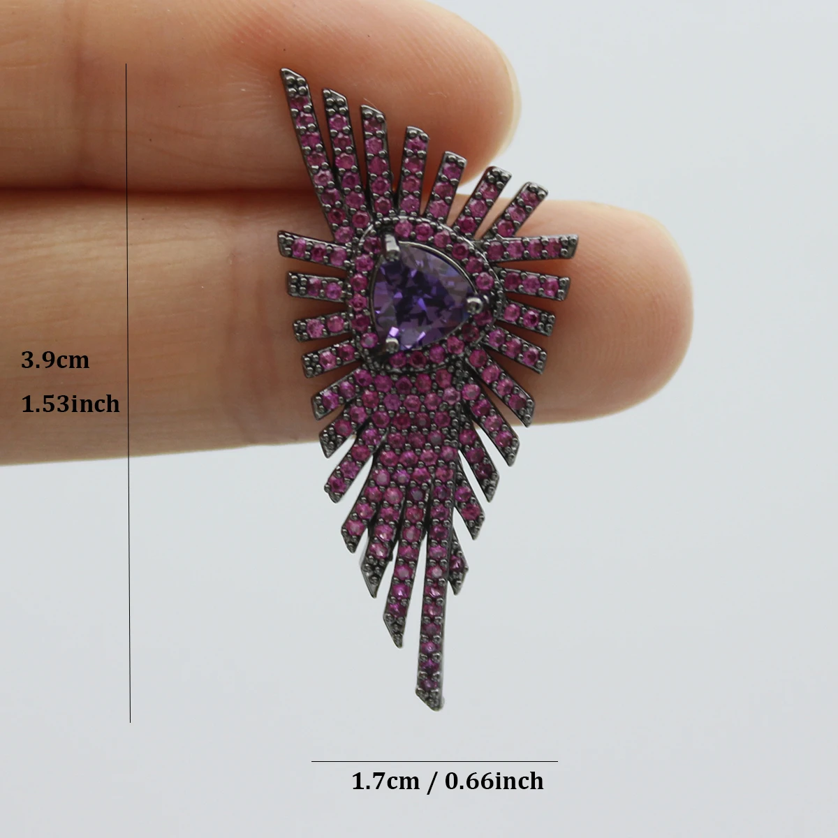 Luxury Jewelry Stud Earrings Cubic Zirconia Half Round Fanshaped Radial Stud Earrings Birthday Gift