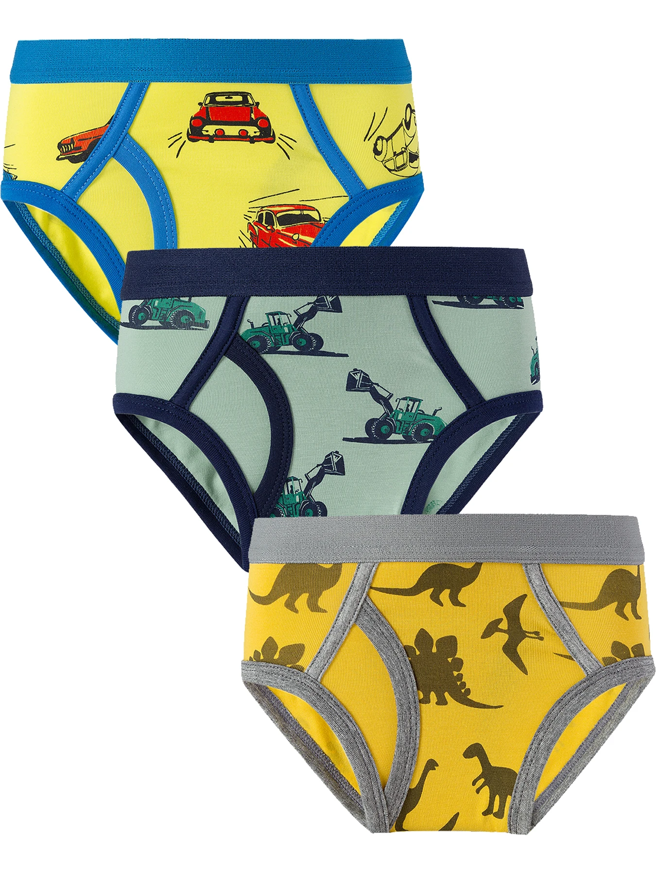3Pcs Boys Cartoon Car Print Underwear Set Cozy Comfy Top Gift For Boys