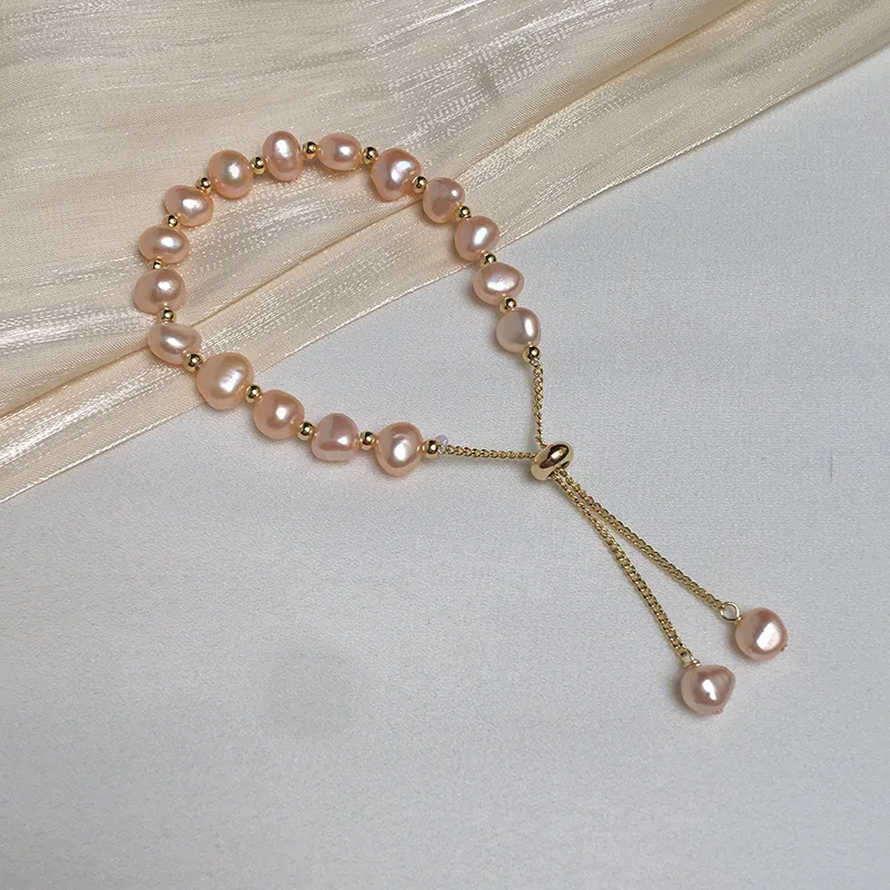 Hot Sell Fashion Natural Baroque Freshwater Pearl 14K Gold Filled Ladies Bracelet Jewelry For Women Birthday Gifts No Fade