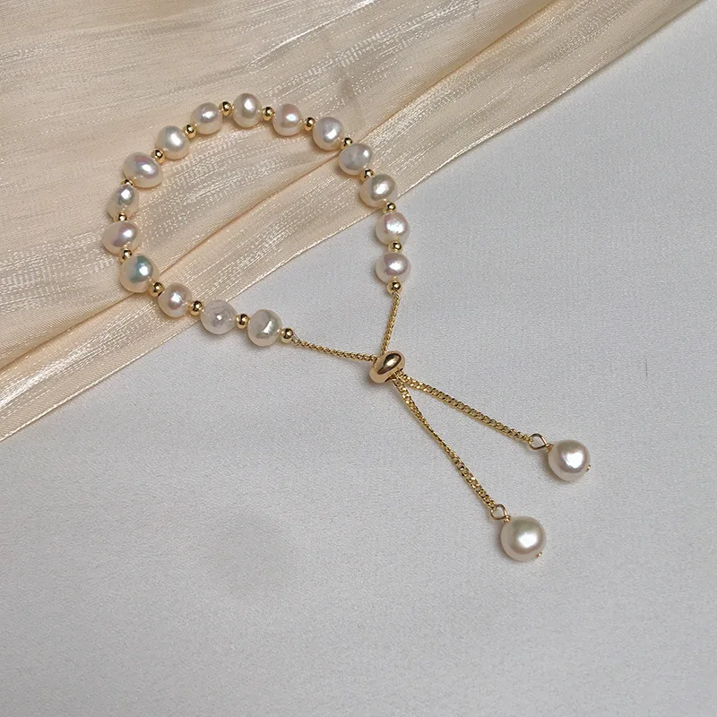 Hot Sell Fashion Natural Baroque Freshwater Pearl 14K Gold Filled Ladies Bracelet Jewelry For Women Birthday Gifts No Fade