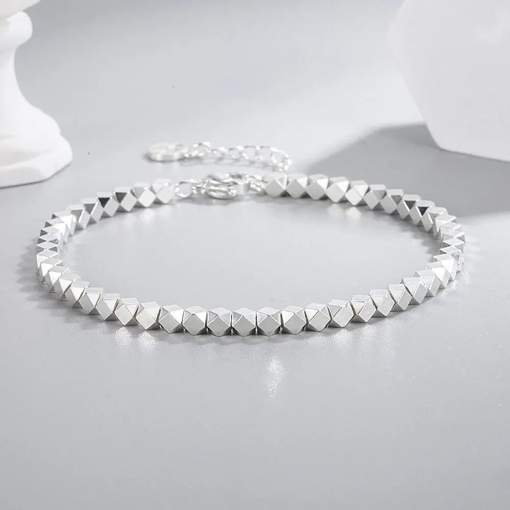 925 Sterling Silver Shiny Irregular Ball Women's Hand Bracelets Luxury Designer Jewelry Accessories Offers