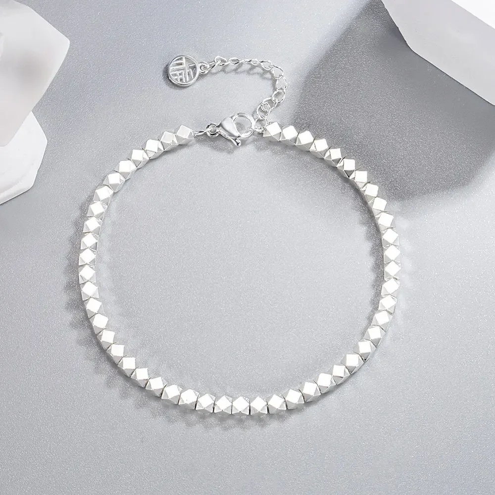 925 Sterling Silver Shiny Irregular Ball Women's Hand Bracelets Luxury Designer Jewelry Accessories Offers