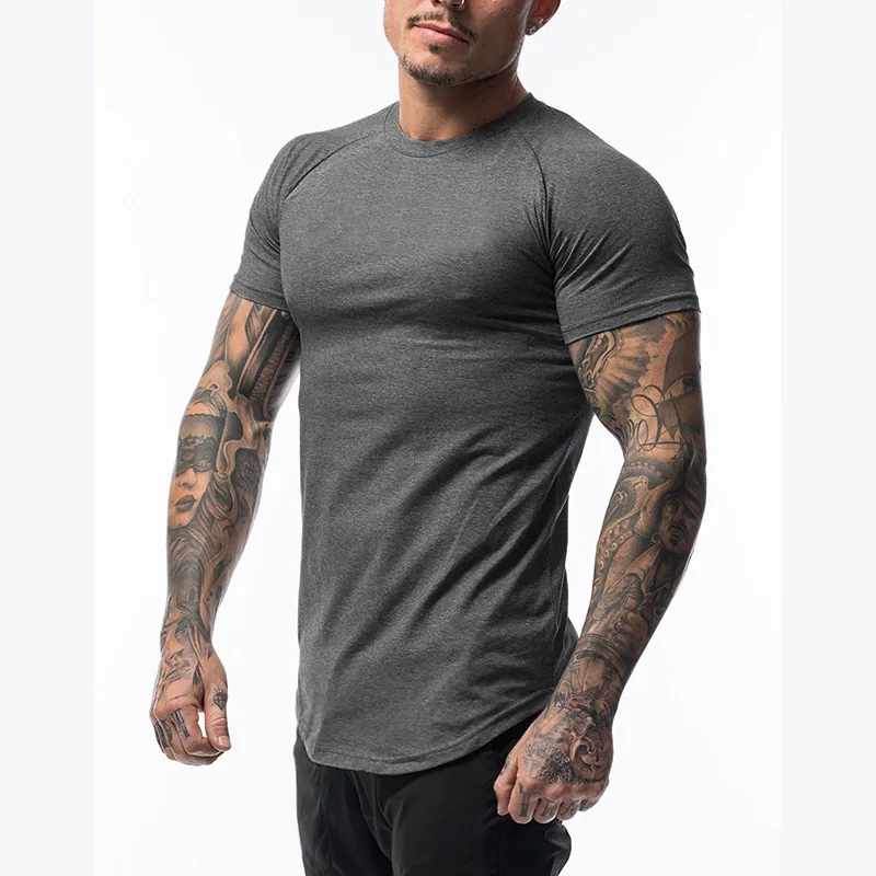 Plain Clothing Fashion T Shirt Men Cotton Breathable Fitness Mens Short Sleeve T-shirt Gym Tshirt Summer Tight Tee Shirt Homme
