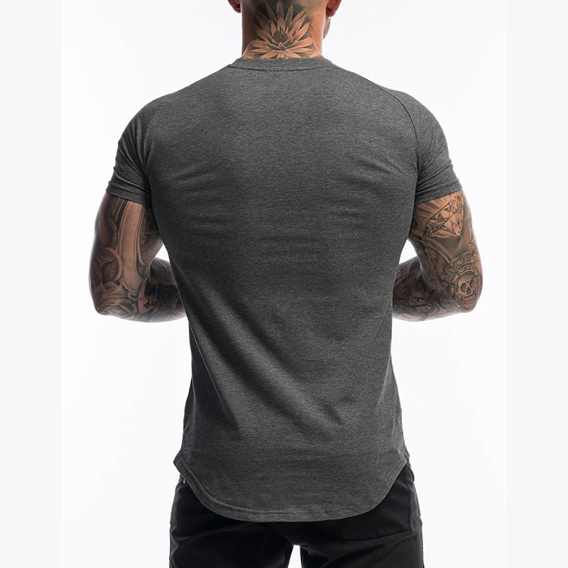 Plain Clothing Fashion T Shirt Men Cotton Breathable Fitness Mens Short Sleeve T-shirt Gym Tshirt Summer Tight Tee Shirt Homme