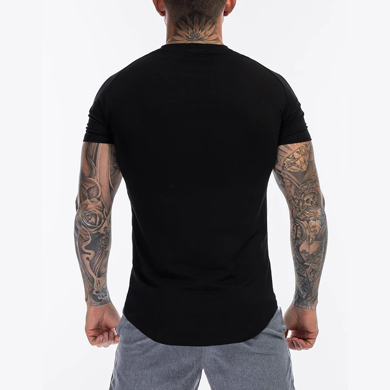 Plain Clothing Fashion T Shirt Men Cotton Breathable Fitness Mens Short Sleeve T-shirt Gym Tshirt Summer Tight Tee Shirt Homme