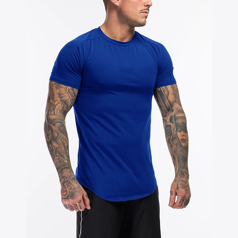 Plain Clothing Fashion T Shirt Men Cotton Breathable Fitness Mens Short Sleeve T-shirt Gym Tshirt Summer Tight Tee Shirt Homme