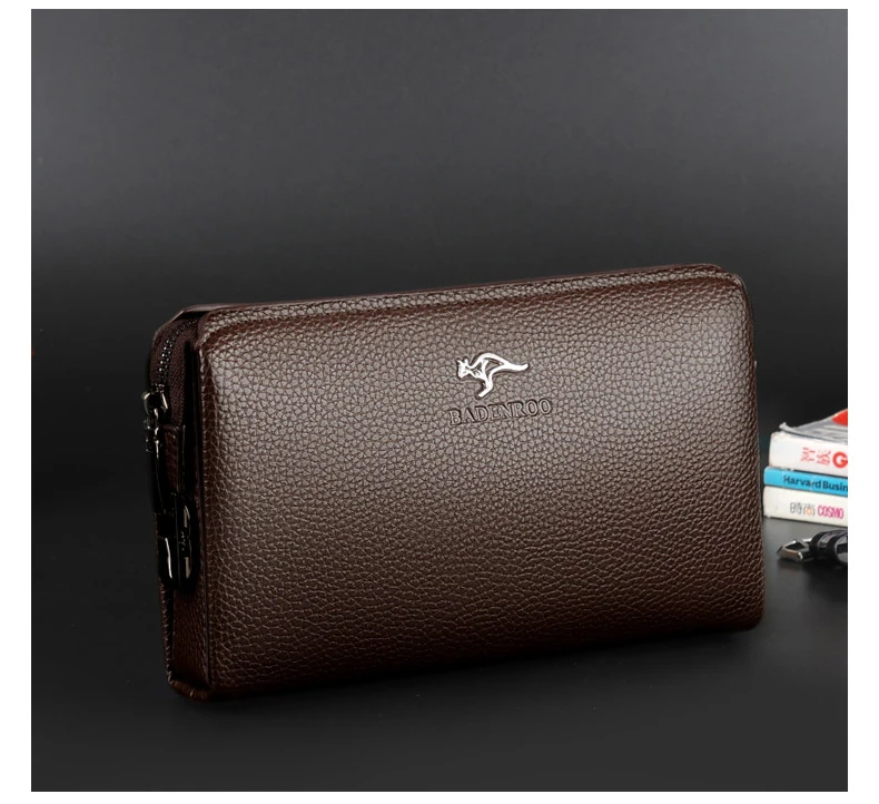 Luxury Brand Men's Wallet Leather Long Wallet PU Leather Wallet Men Double Zipper Coin Pocket Purse Business Clutch Phone Bag