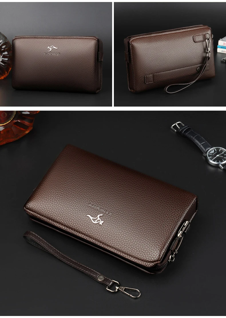 Luxury Brand Men's Wallet Leather Long Wallet PU Leather Wallet Men Double Zipper Coin Pocket Purse Business Clutch Phone Bag