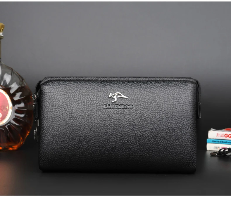 Luxury Brand Men's Wallet Leather Long Wallet PU Leather Wallet Men Double Zipper Coin Pocket Purse Business Clutch Phone Bag