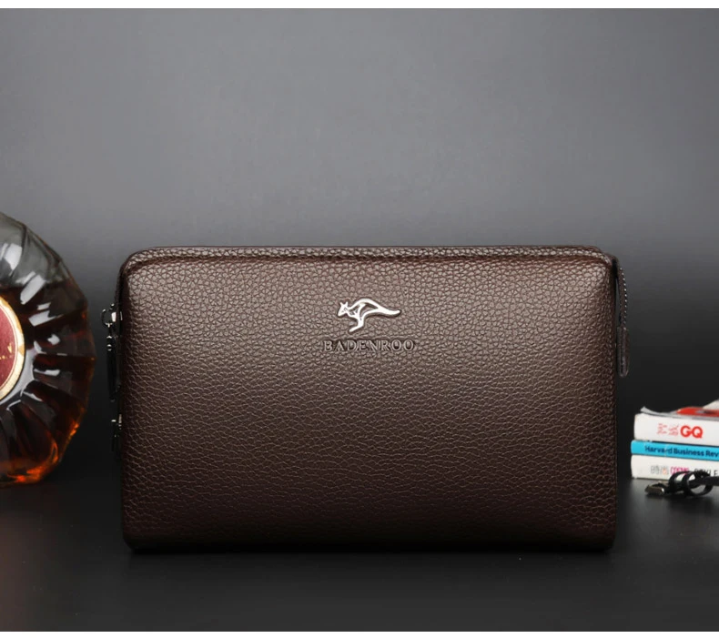 Luxury Brand Men's Wallet Leather Long Wallet PU Leather Wallet Men Double Zipper Coin Pocket Purse Business Clutch Phone Bag