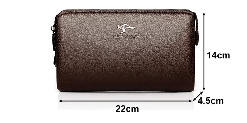 Luxury Brand Men's Wallet Leather Long Wallet PU Leather Wallet Men Double Zipper Coin Pocket Purse Business Clutch Phone Bag