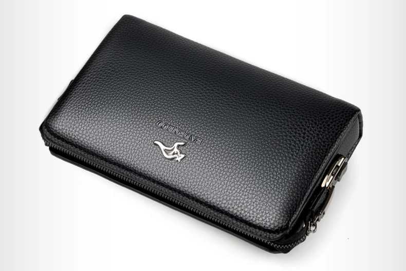 Luxury Brand Men's Wallet Leather Long Wallet PU Leather Wallet Men Double Zipper Coin Pocket Purse Business Clutch Phone Bag