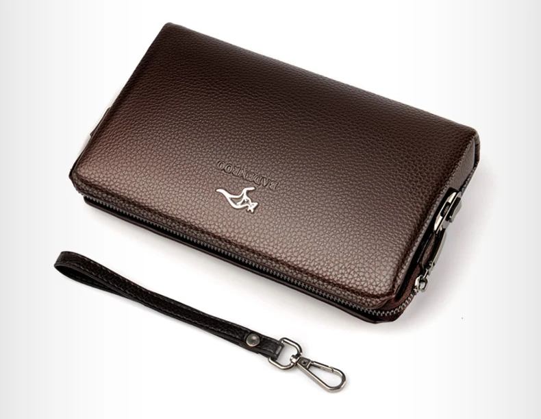 Luxury Brand Men's Wallet Leather Long Wallet PU Leather Wallet Men Double Zipper Coin Pocket Purse Business Clutch Phone Bag