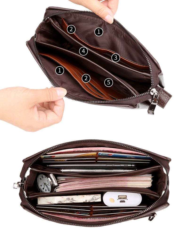 Luxury Brand Men's Wallet Leather Long Wallet PU Leather Wallet Men Double Zipper Coin Pocket Purse Business Clutch Phone Bag
