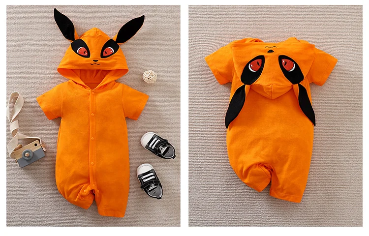 Newborn Clothing Cute Anime Fox Role-Playing Cotton Comfortable And Soft Boy And Girl Summer 0-18 Short Sleeved Baby Jumpsuit