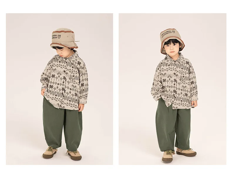 Children Clothing Boys Casual Pants 2024 Spring New Spring and Autumn Loose Korean Style Solid Color Casual Simple Pants