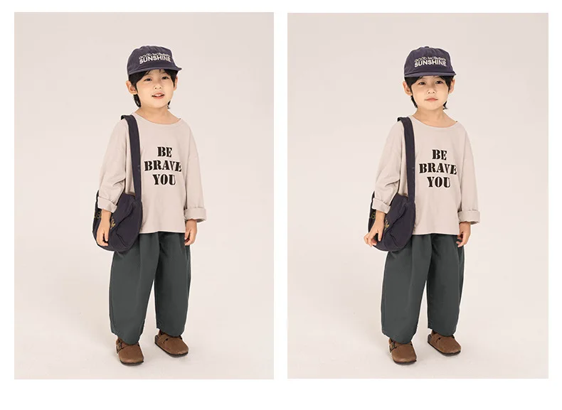 Children Clothing Boys Casual Pants 2024 Spring New Spring and Autumn Loose Korean Style Solid Color Casual Simple Pants