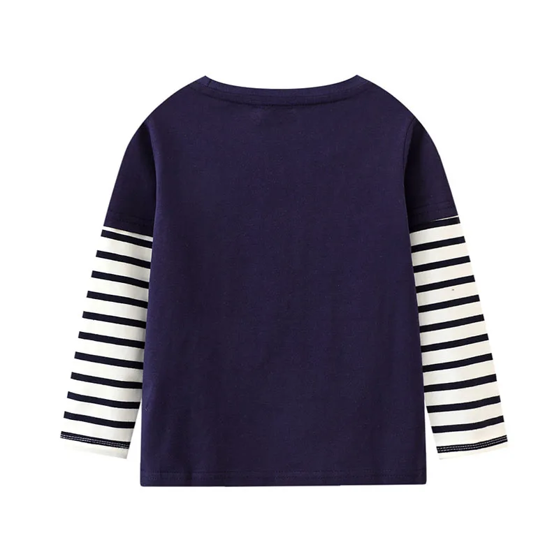 Little maven Baby Boys Blouses Long Sleeves Striped T-shirt Cotton Cartoon Excavator Tops for Kids Children's Clothing