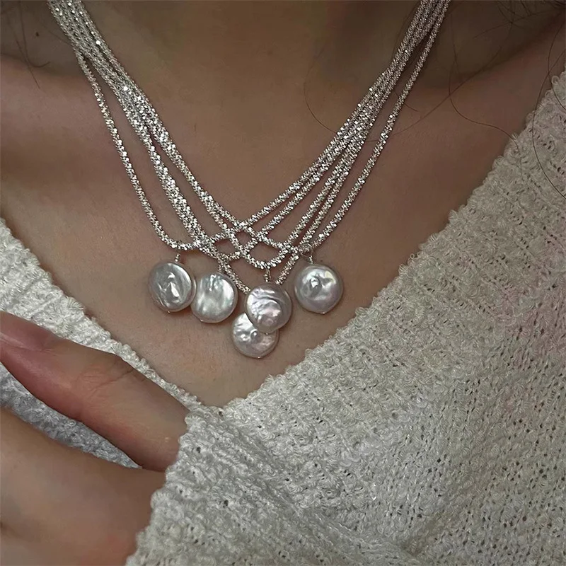 100% Natural Baroque Freshwater Pearl 925 Sterling Silver Female Pendant Necklace Jewelry For Women Birthday Gifts