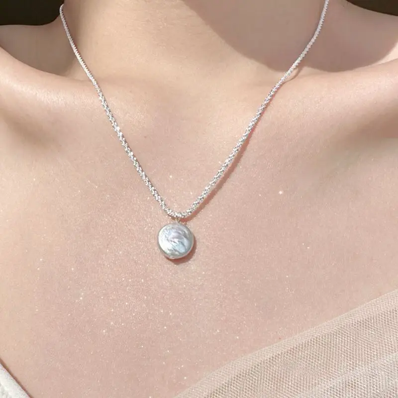 100% Natural Baroque Freshwater Pearl 925 Sterling Silver Female Pendant Necklace Jewelry For Women Birthday Gifts