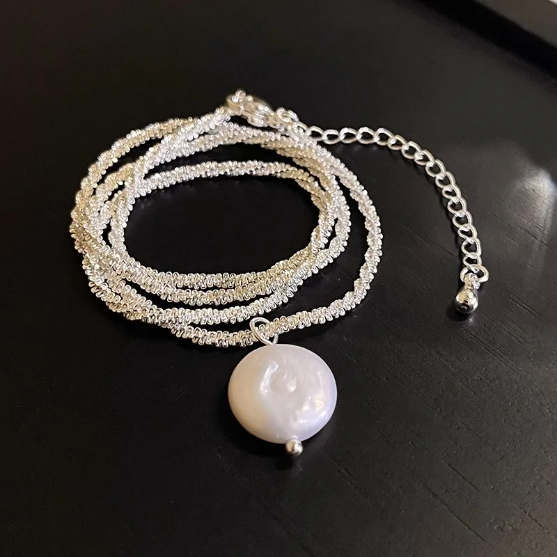 100% Natural Baroque Freshwater Pearl 925 Sterling Silver Female Pendant Necklace Jewelry For Women Birthday Gifts