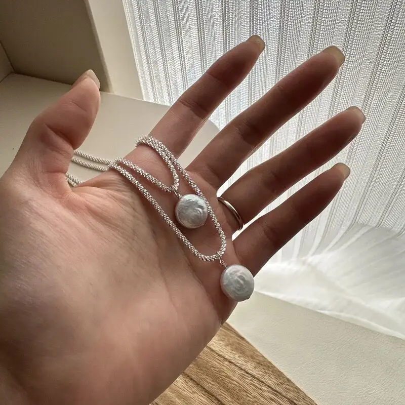 100% Natural Baroque Freshwater Pearl 925 Sterling Silver Female Pendant Necklace Jewelry For Women Birthday Gifts