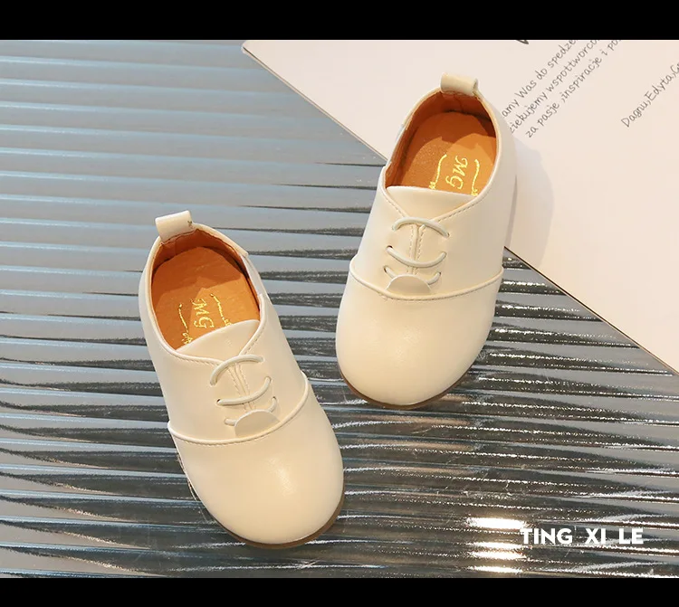 Children Casual Shoes White Dress Shoes Girls Boys Soft Bottom Black Brown Kids Leather Shoes Kid Slip on Leather Shoes