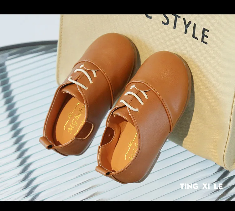 Children Casual Shoes White Dress Shoes Girls Boys Soft Bottom Black Brown Kids Leather Shoes Kid Slip on Leather Shoes