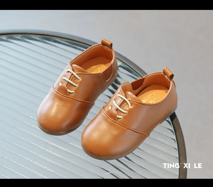 Children Casual Shoes White Dress Shoes Girls Boys Soft Bottom Black Brown Kids Leather Shoes Kid Slip on Leather Shoes