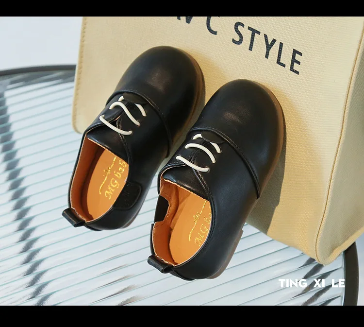 Children Casual Shoes White Dress Shoes Girls Boys Soft Bottom Black Brown Kids Leather Shoes Kid Slip on Leather Shoes