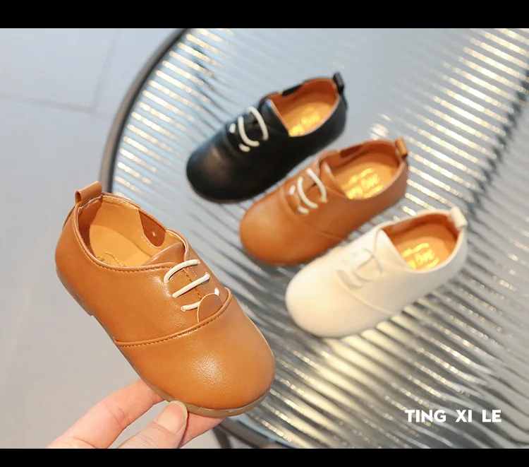 Children Casual Shoes White Dress Shoes Girls Boys Soft Bottom Black Brown Kids Leather Shoes Kid Slip on Leather Shoes