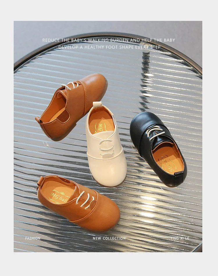 Children Casual Shoes White Dress Shoes Girls Boys Soft Bottom Black Brown Kids Leather Shoes Kid Slip on Leather Shoes