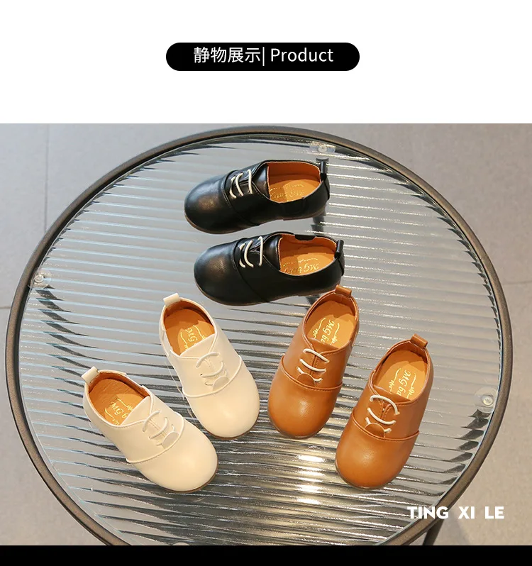 Children Casual Shoes White Dress Shoes Girls Boys Soft Bottom Black Brown Kids Leather Shoes Kid Slip on Leather Shoes