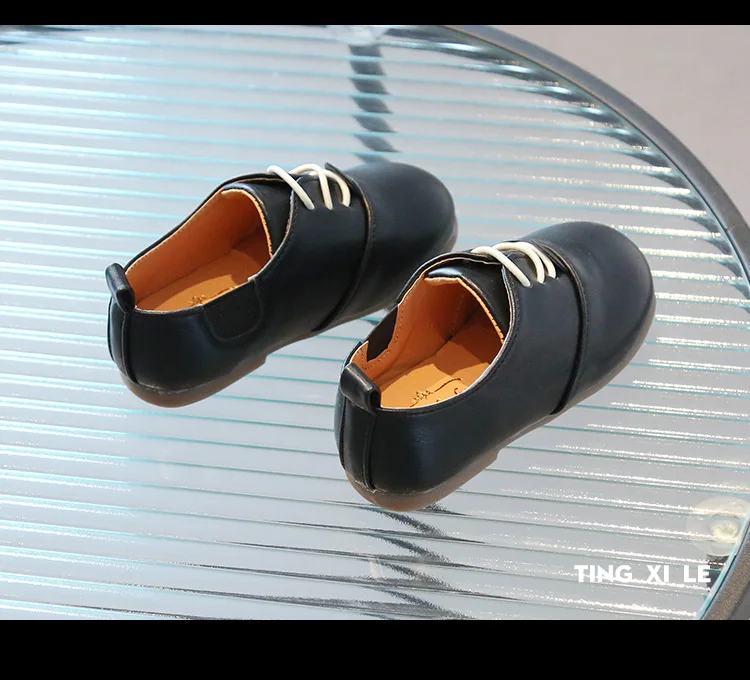 Children Casual Shoes White Dress Shoes Girls Boys Soft Bottom Black Brown Kids Leather Shoes Kid Slip on Leather Shoes