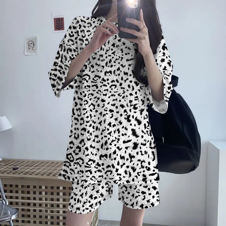 Women T-Shirt Shorts Suit Set Casual Tie Dye Loose Tshirt and Wide Leg Middle Shorts with Pockets Female Soft Summer Shorts Sets