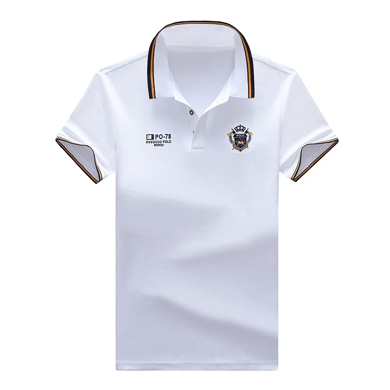 summer Men's Casual Embroidery Short Sleeve Polo Shirt New Fashion Solid Color Top