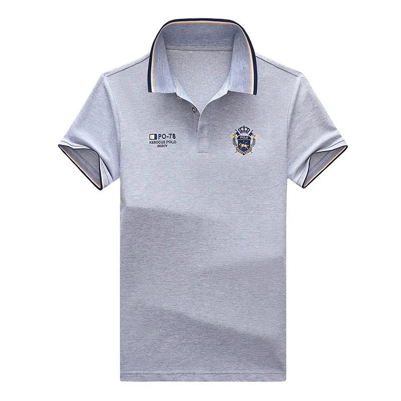 summer Men's Casual Embroidery Short Sleeve Polo Shirt New Fashion Solid Color Top