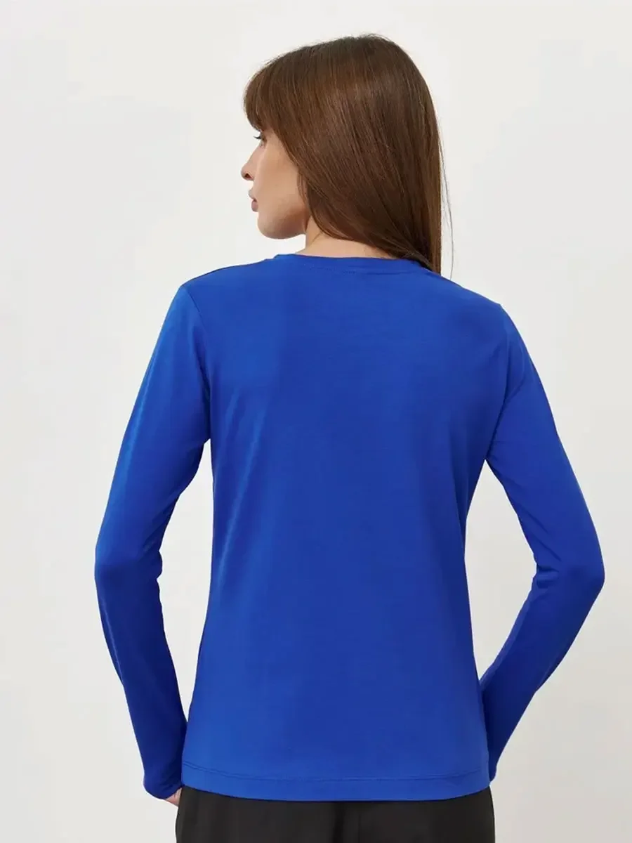 Bornladies Women's Spring Autumn 100% Cotton T-shirt Bottoming Basic Solid Lady Long Sleeve Loose Tops Shirts Oversized T Shirt