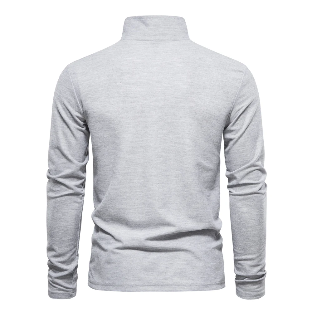AIOPESON 2023 New Men's Deer Embroidery Polo Shirts Solid Color Long Sleeve Social Business Male